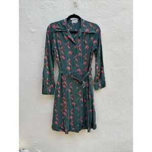 Vintage Chiwitt Dress Women's XS Green Red Heels & Hats Cotton Y2K‎ Boho